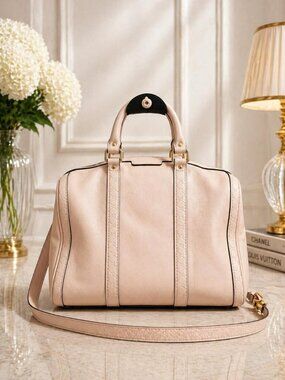 Authentic Gucci Guccissima Boston Bag Beige Leather Satchel/Shoulder Bag